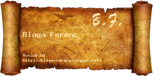 Blaga Ferenc névjegykártya